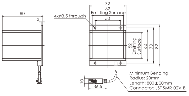 7.2W 5.8W Collimated Machine Vision Backlight 1 Channel Compact Design