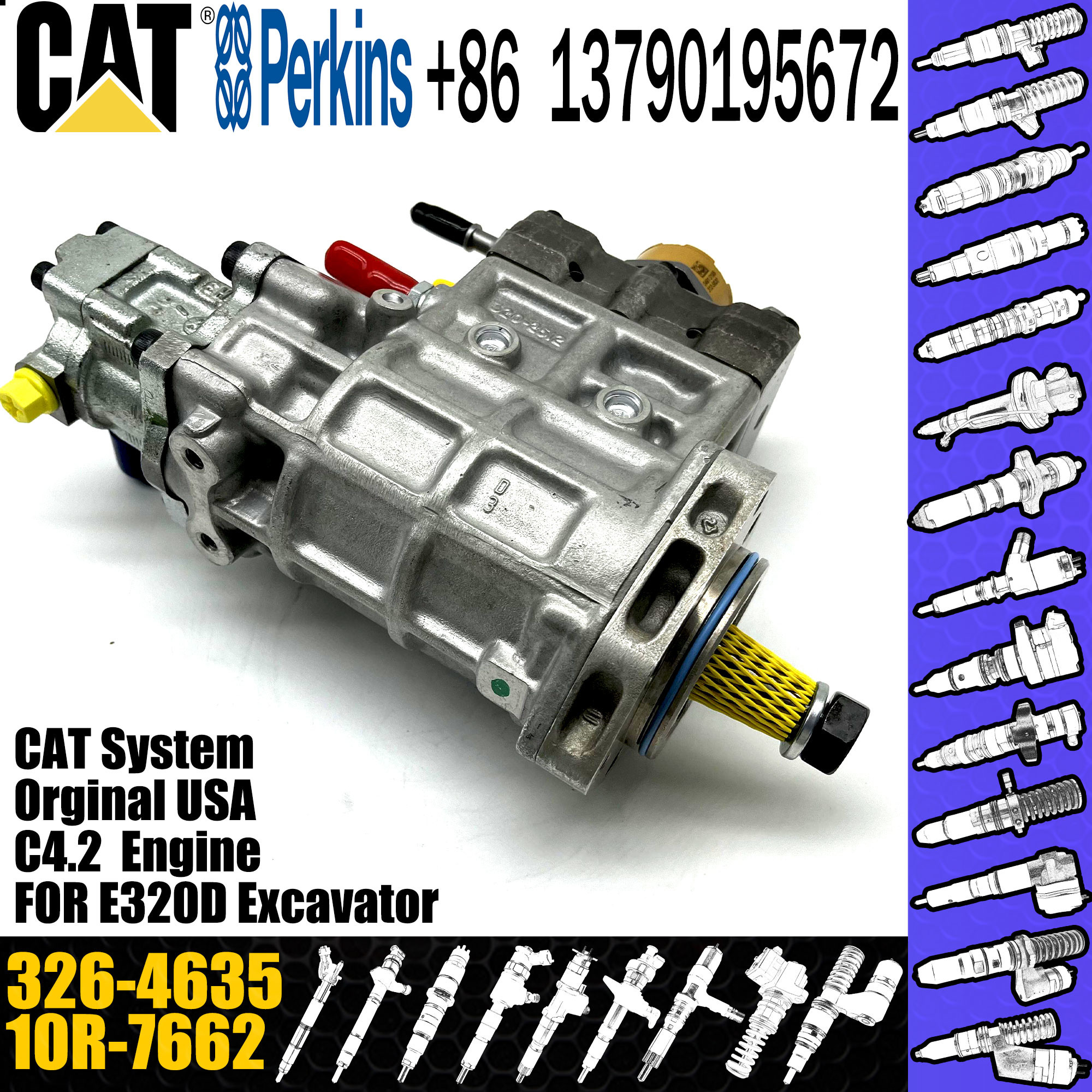 6 Cylinder Diesel Engine Fuel Pump 326-4635 For Caterpillar 320D Excavator