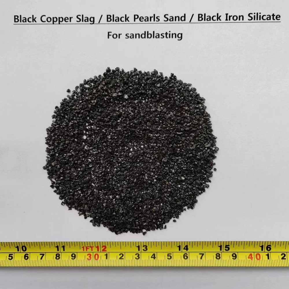 Black Copper slag black Iron-silicate black pearls sand 1~3mm for sandblasting medium
