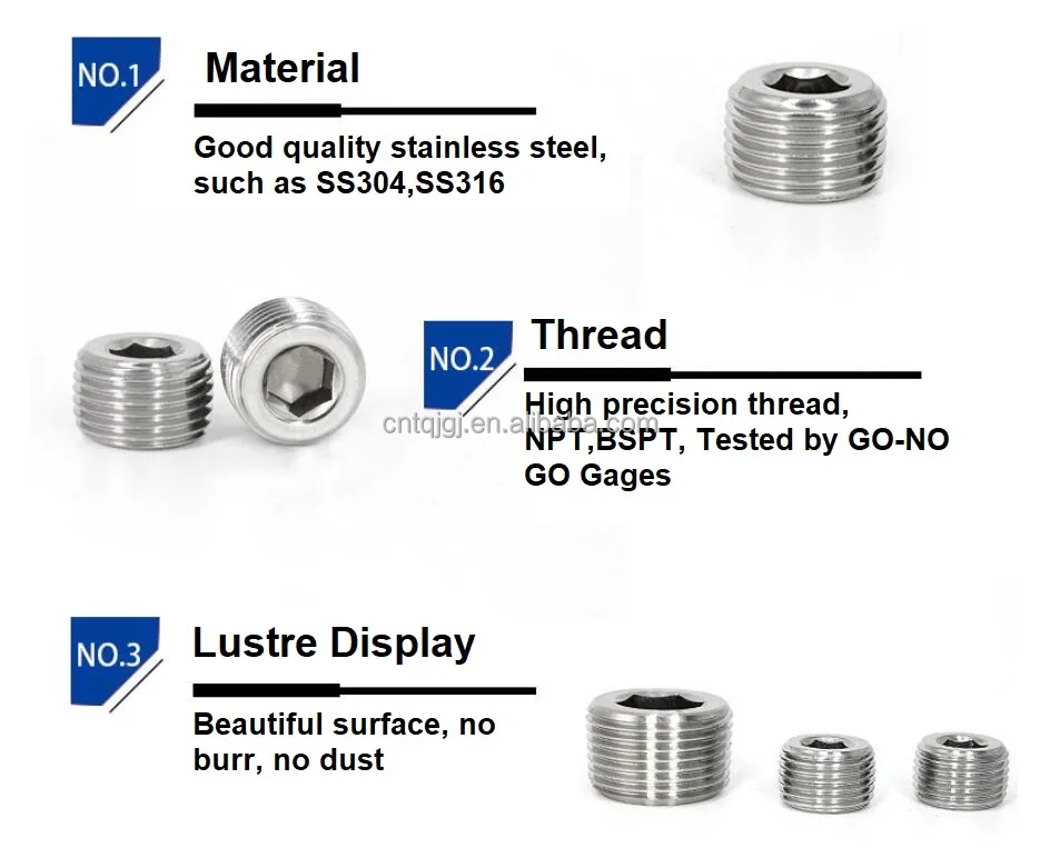 ZINC Plated Hydraulic Screw Hexagon Socket Pipe Plug Tapered Thread M8 M10 DIN906 for Industrial Pipe Connections