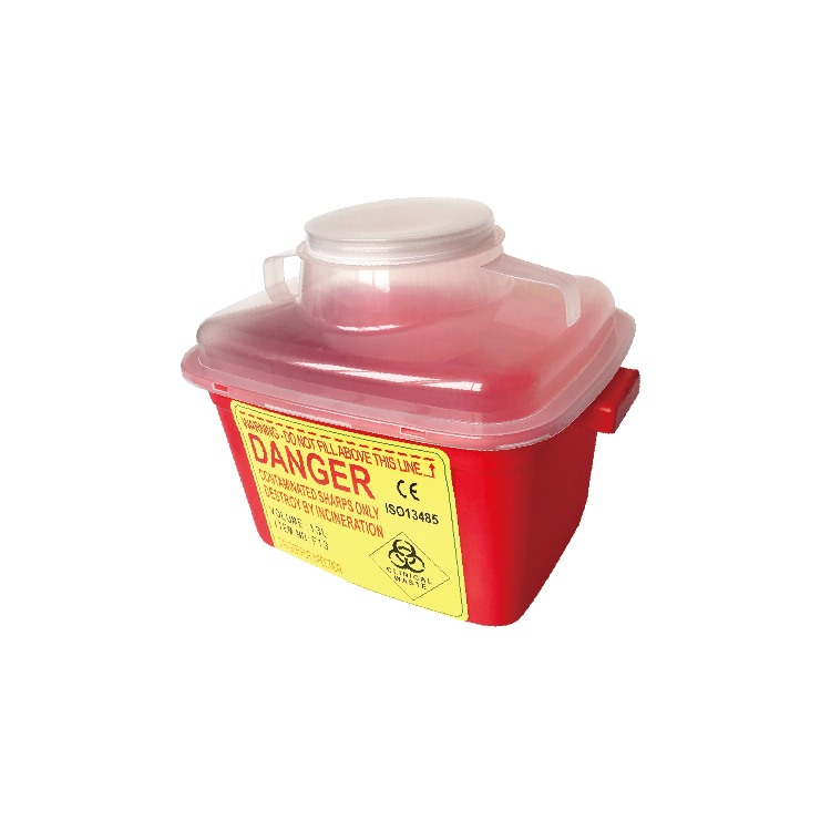 High Quality PP Medical square Red sharps containers