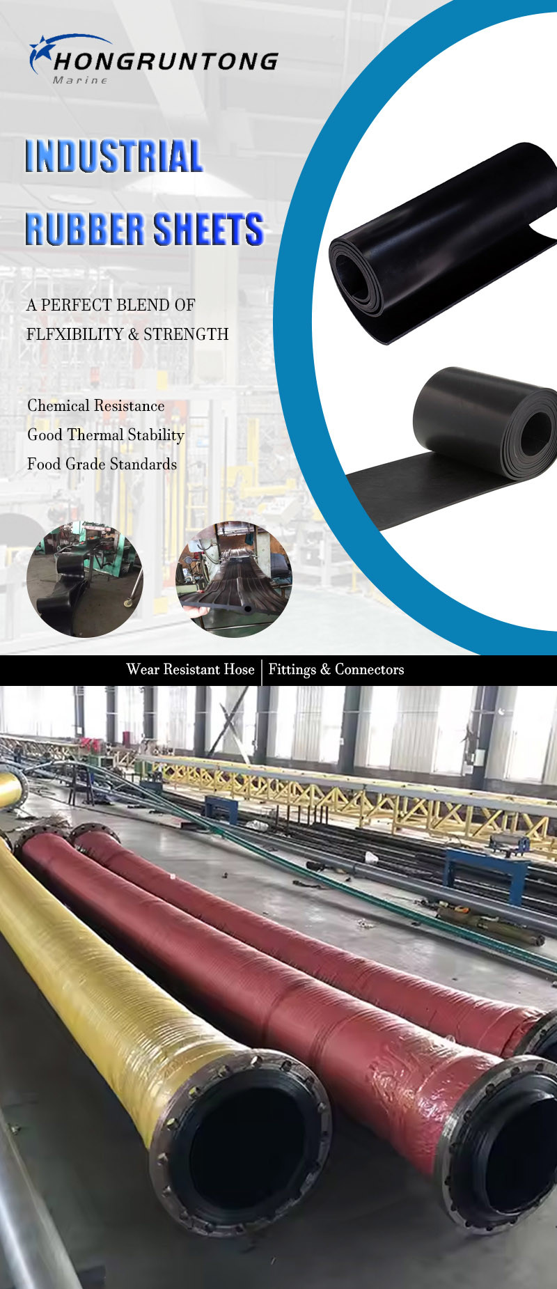 Shock Absorbing 6 Inch Slurry Suction Hose ﻿High Flow Efficiency Explosion Proof Certifications