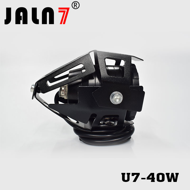 Motorcycle Headlight Led JALN7 U7 40W Fog Driving Running Light with Angel Eyes Lights Ring Front Strobe Flashing