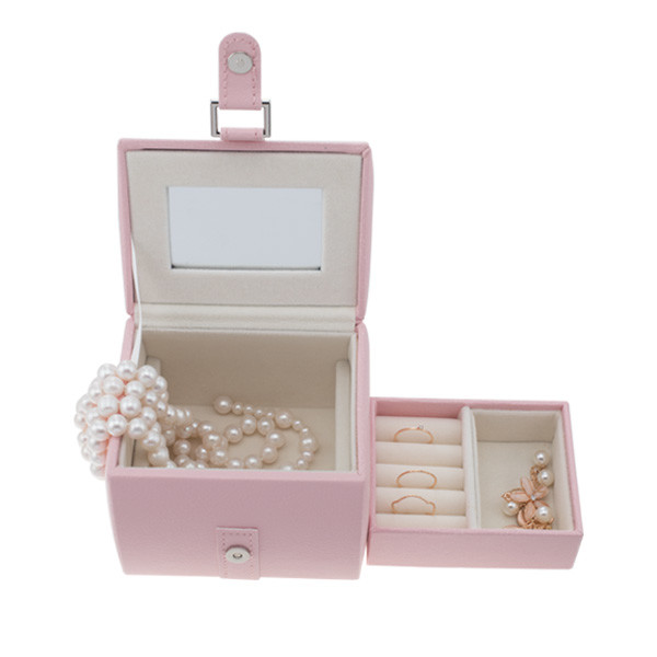 Custom Logo Handmade Portable Travel Jewelry Box For Retail Pink Color
