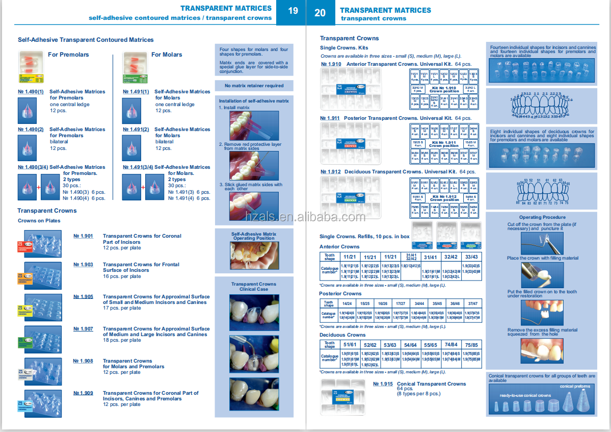 Instrument classification Class II 1.090 Dental Kit of premolar Transparent Contoured Matrices 30 pcs. TOR VM/ TOP BM