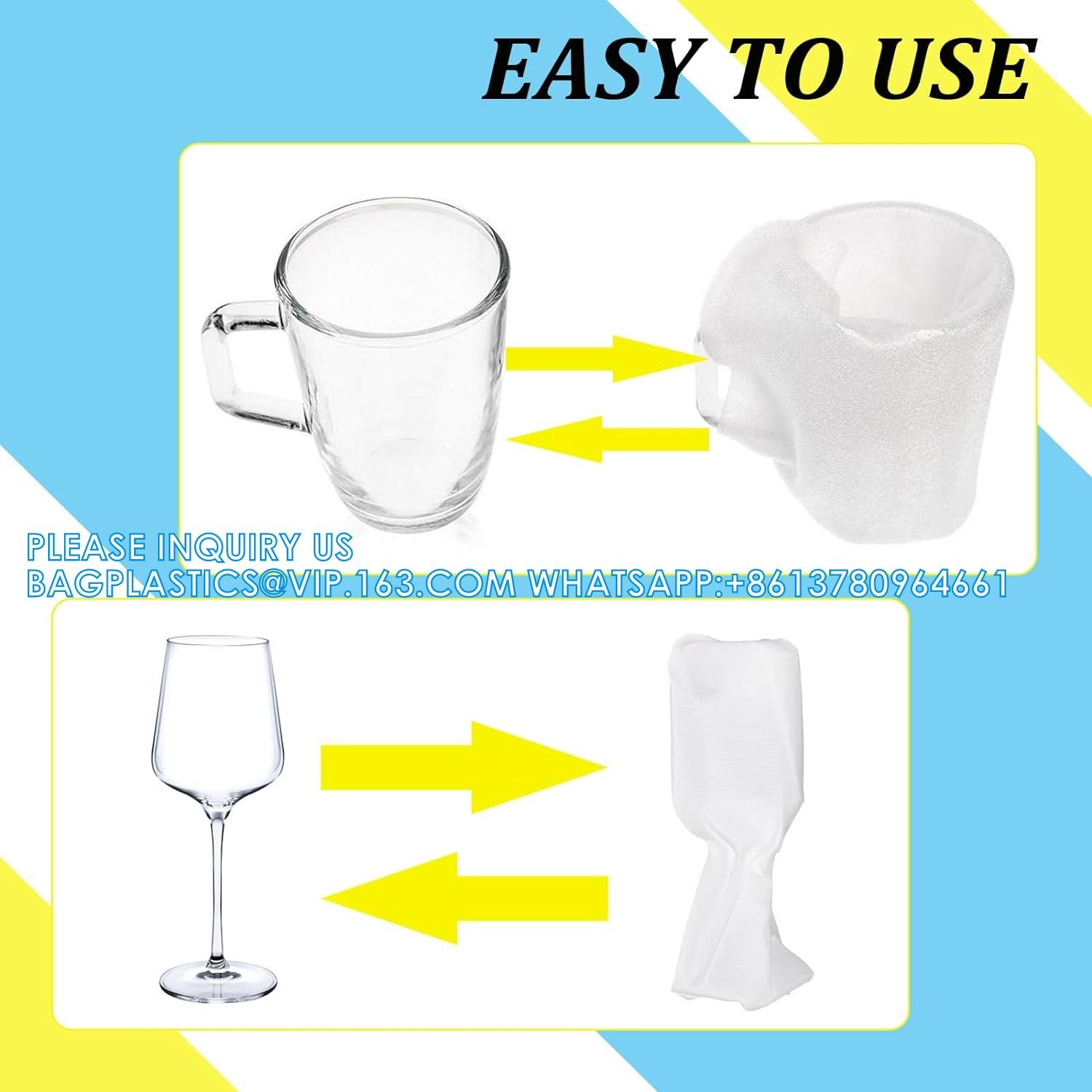 Foam Wrap Cushion Pouches, 8x12 Inch Foam Pouches For Safeguarding Mugs,Cups,Glasses,China And Dishes