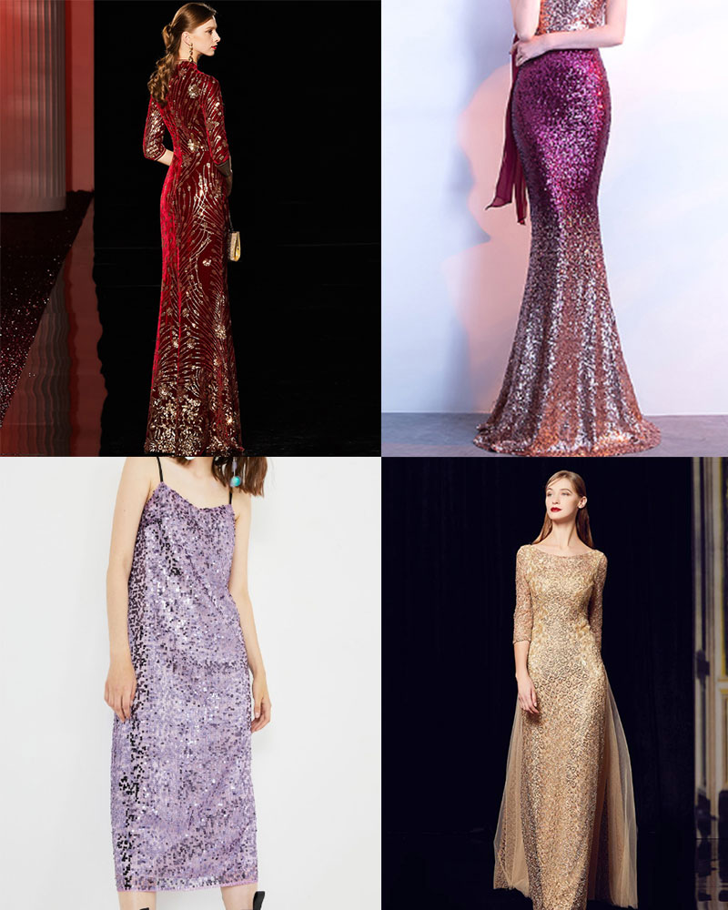 145gsm Knitted Glitter Metallic Sequin Fabric 145cm Evening Dress Material