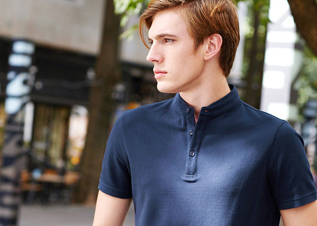 Men'S Navy Color Personalized Polo Shirts Stand Collar Fashion T - Shirt