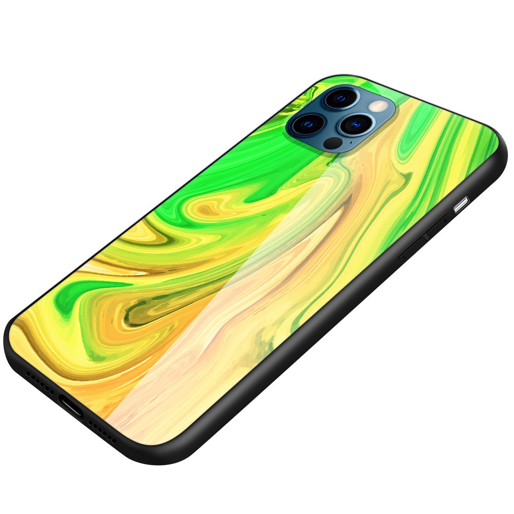 Glass Marble Phone Case Scratch Proof Soft Bumper Half Wrapped For Iphone