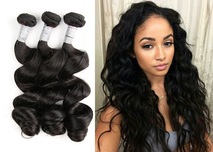 100% Human 7A Grade Human Hair , Peruvian Loose Wave Hair Bundles