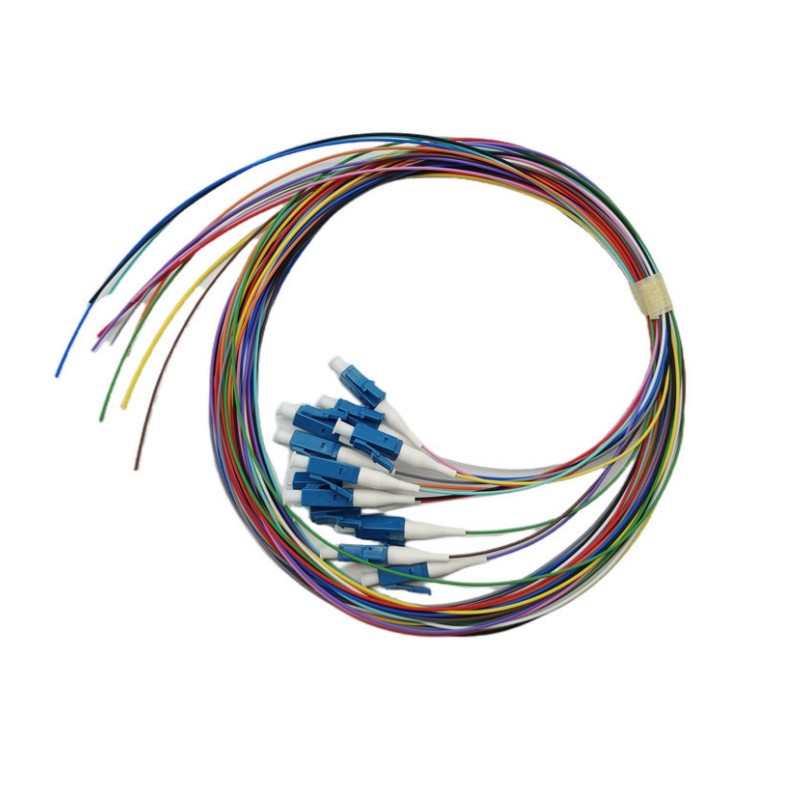 12 Cores FTTH Fiber Optic LC UPC LZH/PVC Pigtail 0.9mm Diameter TDM 900 2 Singlemode