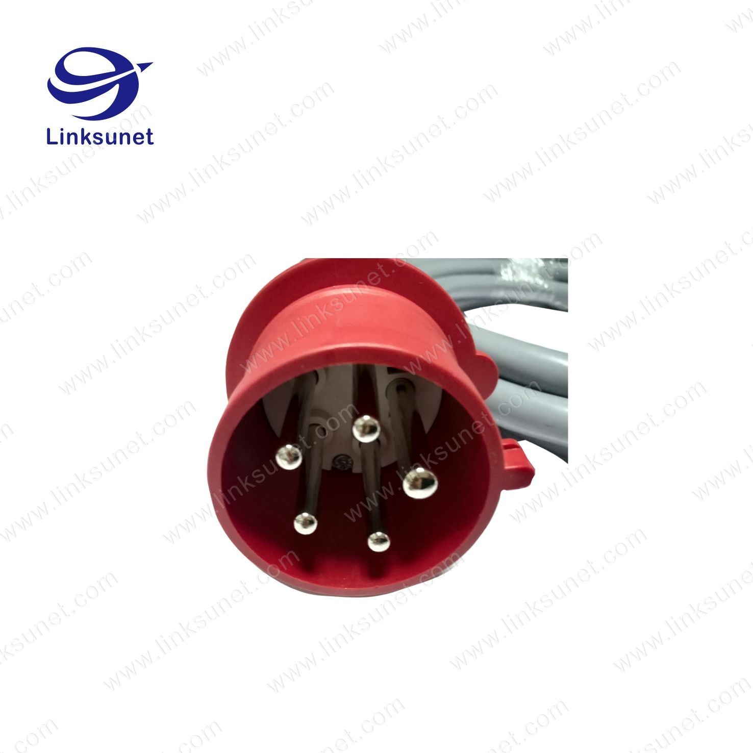 5PIN PE IP44 Plug MN3501 waterproof red / blue connector Industrial Wire Harness