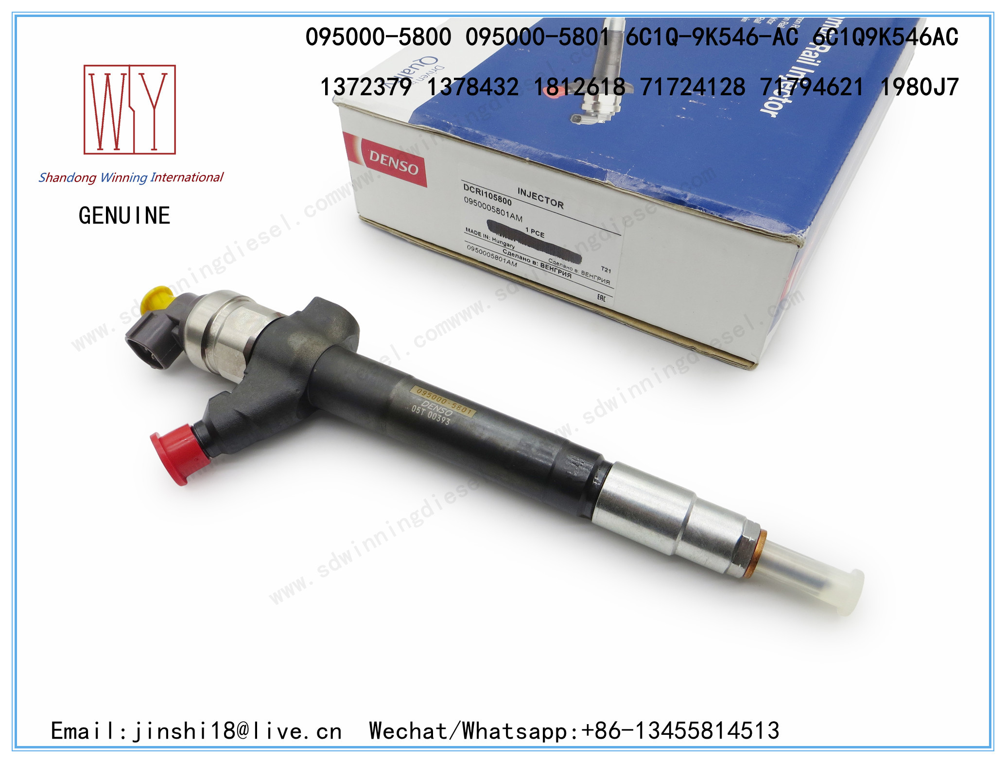 DENSO GENUINE AND BRAND NEW DIESEL FUEL INJECTOR 095000-5800, 095000-5801 FOR TRANSIT 6C1Q-9K546-AC, 6C1Q9K546AC, 137237