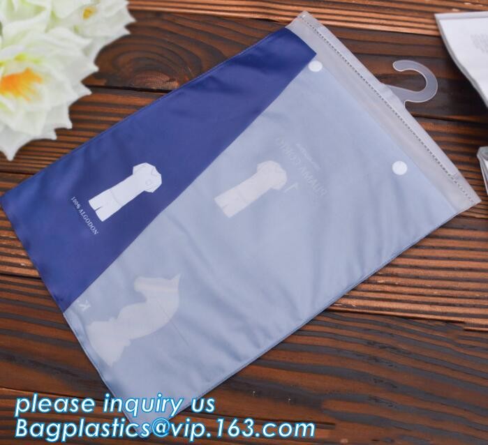 Frosted Zip lockk bag EVA PVC hanger bag for clothes, EVA frost drawstring bag, Frosted Plastic EVA Garment Packing Bag zi