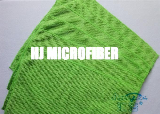Green Polyester / Polyamide Big Pearl Jacquard Pattern Microfiber Cleaning Cloth With Strong Absorption