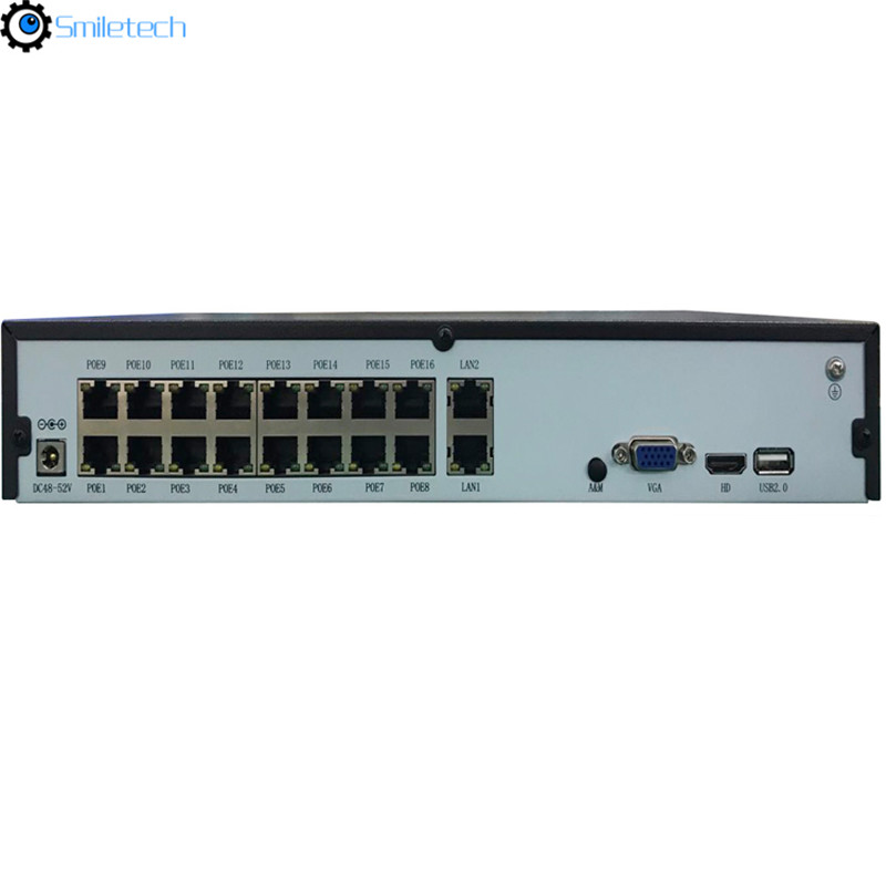 H.265 4K 16CH POE 5MP 2 SATA HDD 80M incoming bandwidth intelligent NVR network surveillance camera system