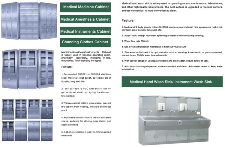 SUS201 Operating Room Cabinet 300mm Medical Stainless Steel Cabinet Adjustable