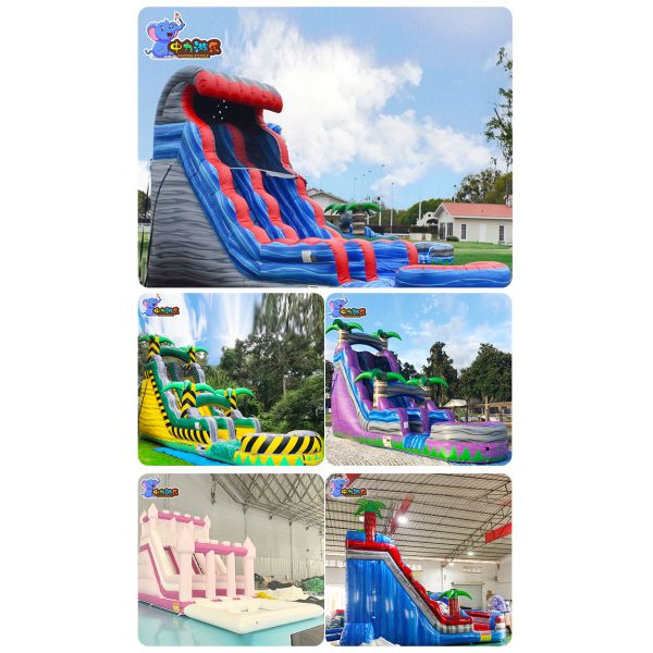 Thickened PVC Palm Tree Inflatable Water Slide Pool For Kids