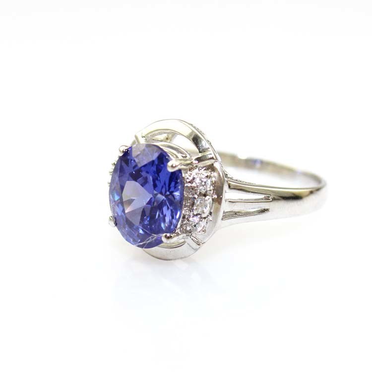 White Gold Plated 925 Silver Jewelry 8mmx10mm Oval Pink Cubic Zircon Ring(R0076)