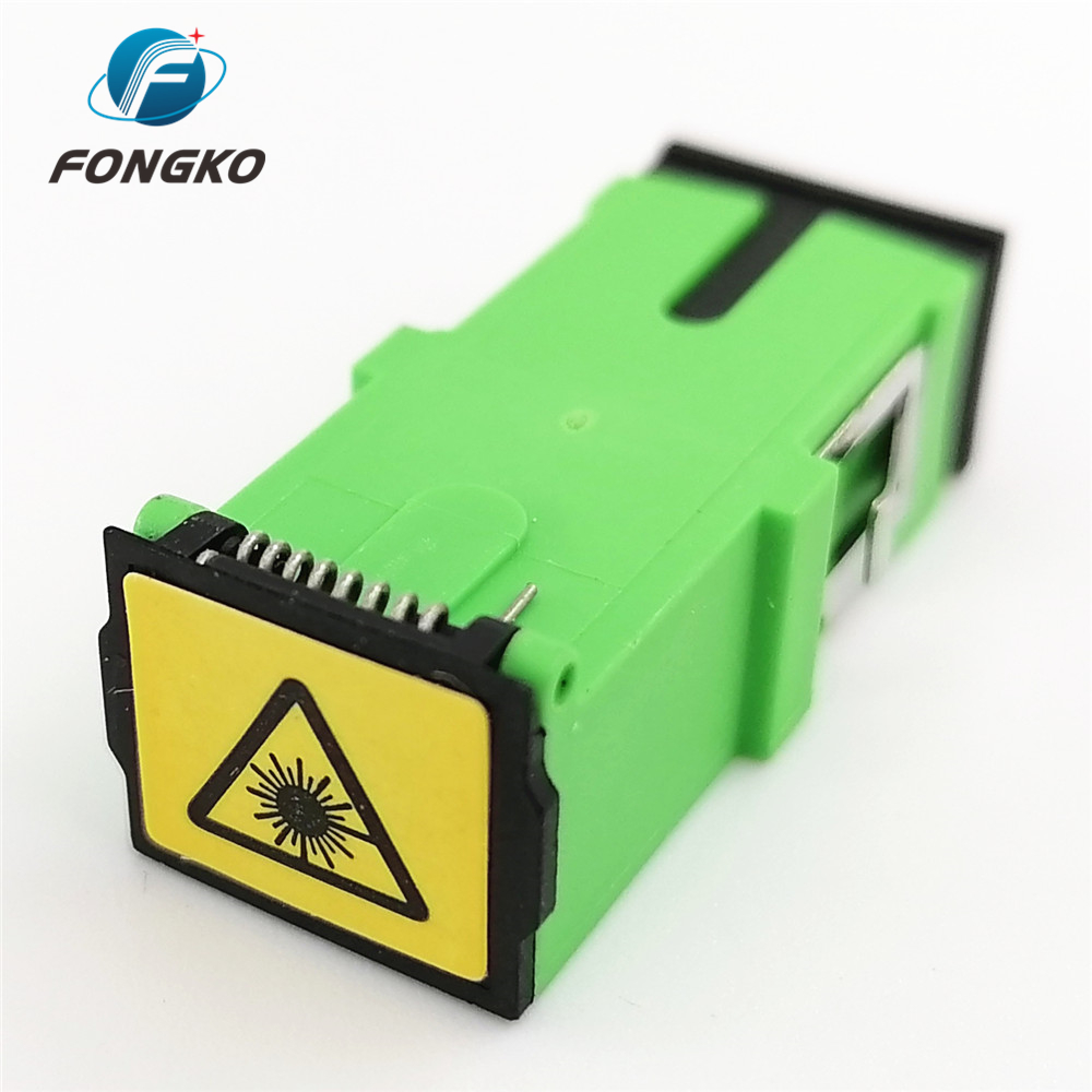 Black Auto Shutter SC/APC Adapter SC Simplex Green Shell Singlemode Fiber Optic Adapters