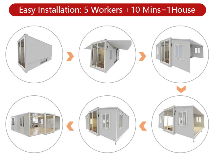 20ft Prefabricated Foldable Portable Container House for Offices and Homes Luxary Style