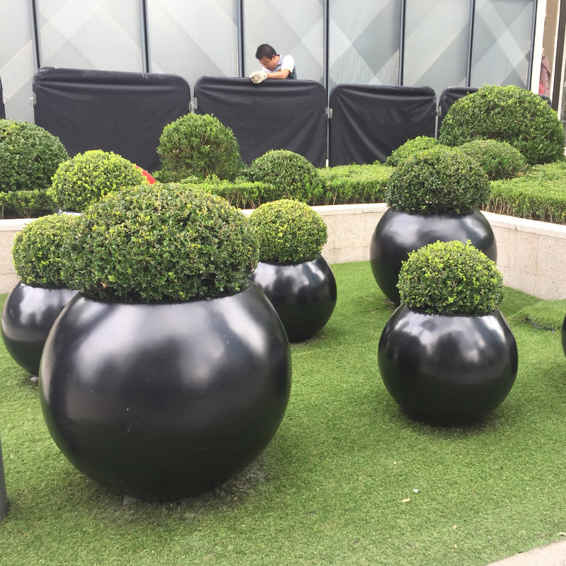 Outdoor Stainless Steel Flowerpot Brushed Garden Flower Pots Anti Wear
