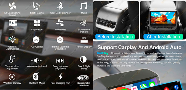 Entertainment Tesla Model Accessories 32G Android 12 Tesla Model Y Rear Seat Entertainment