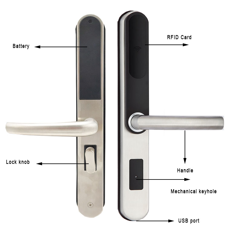 Security Electronic Hotel Keyless Entry Locks / RFID Door Lock For Hotels