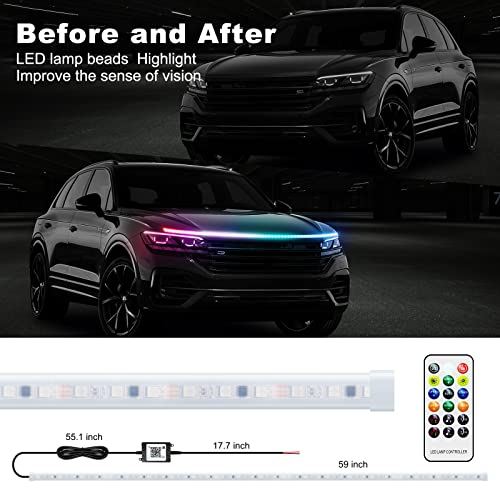 59 Inch Car LED Light Strip Waterproof Daytime Running Light Kit Other Control Mode