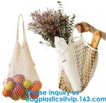 Organic Pure Cotton String Net Tote Shopping Bag with Long Handle Durable