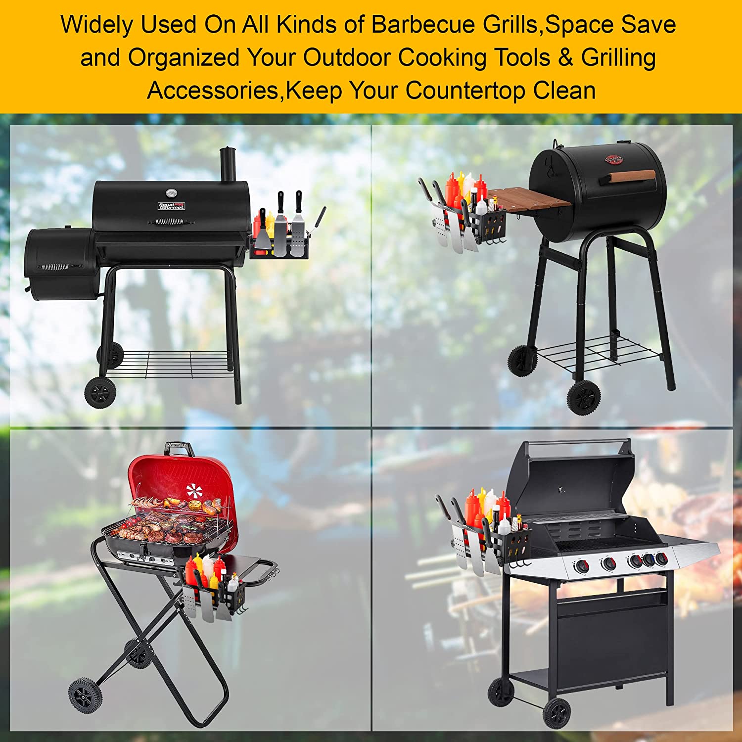 Griddle Grill Caddy BBQ Accessories Organizer for Outdoor Blackstone Grill with Paper Towel Holder