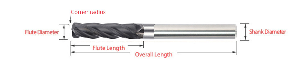 5mm Tungsten Carbide End Mills Corner Radius End Mills For Graphite