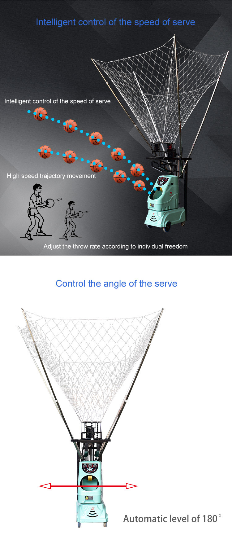 Siboasi S6839 Adjustable Basketball Return System Machine Green