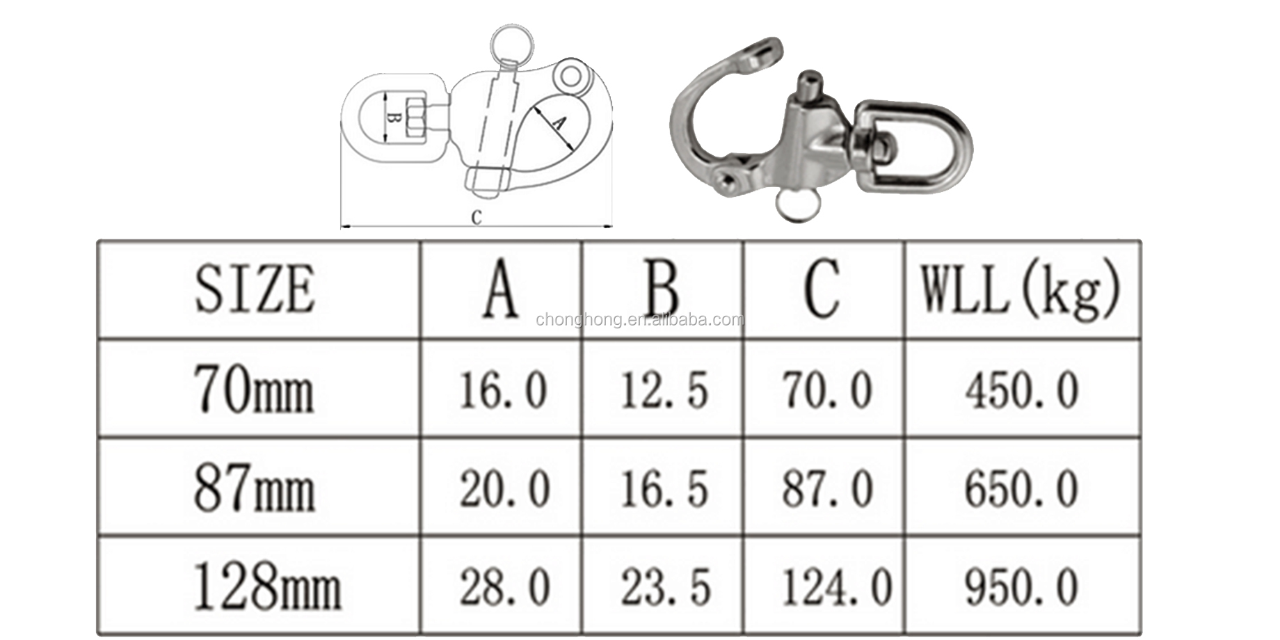 Silver Marine Quick Release Swivel Eye Snap Shackle for Smooth Lifting and Connecting
