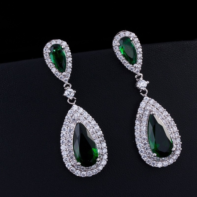 Fashion earring jewelry CZ crystal water drop gold plated tear drop bridal jewelry earrings necklace jewelry set