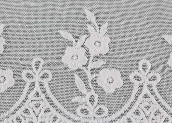 Embroidered Floral Lace Fabric Scolloped Edging Nylon Mesh Cotton Lace Bridal Ribbon