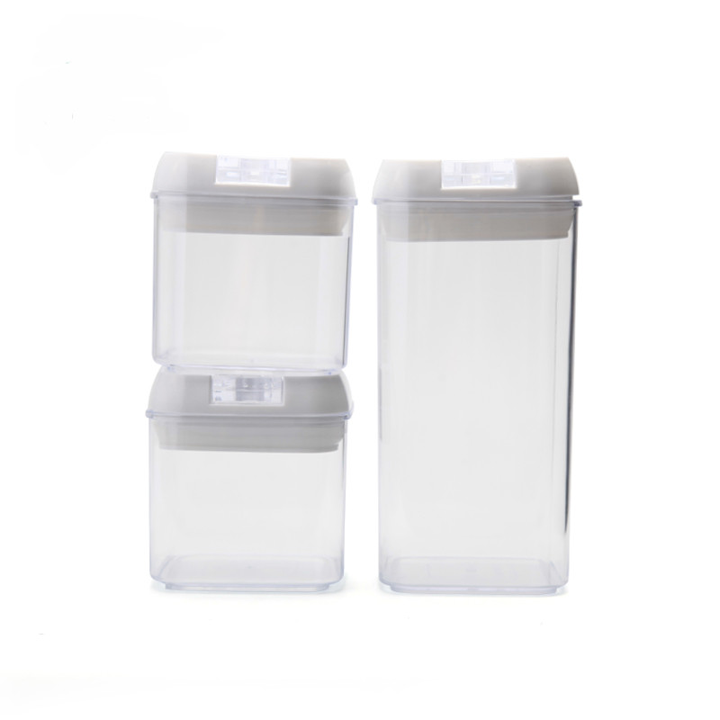 BPA free Customized Square Type Set Of 3pcs Plastic Airtight Food Storage Box