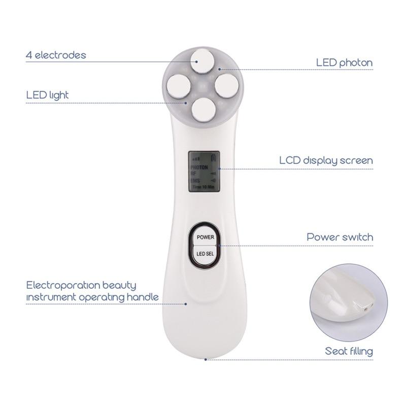 5 In1 RF EMS Beauty Machine LED 6 Light Therapy Facial Beauty Massager