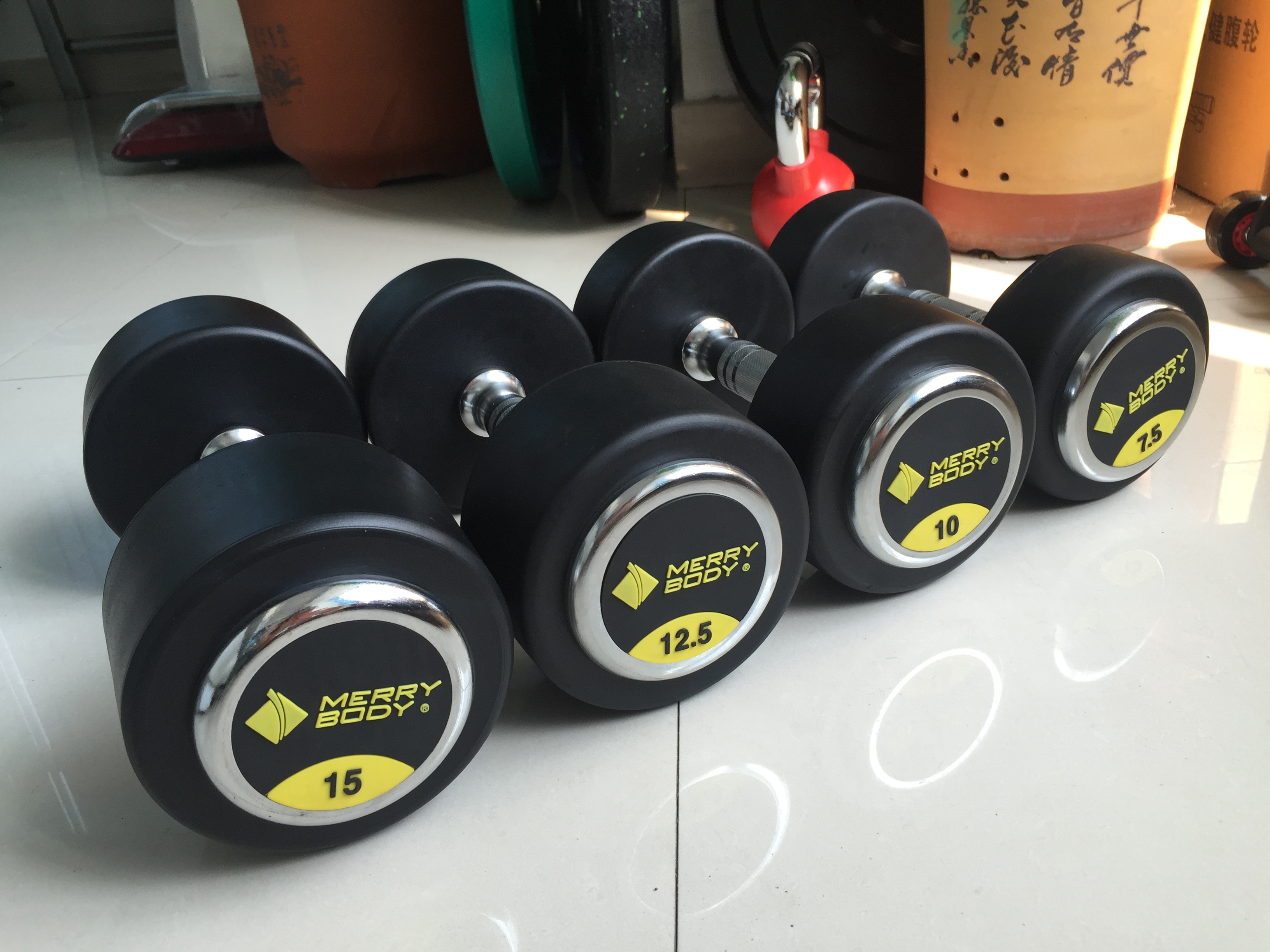 Rubber Weight Lifting Dumbbell Gym Fixed 2.5kgs Round Dumbbell Set Black