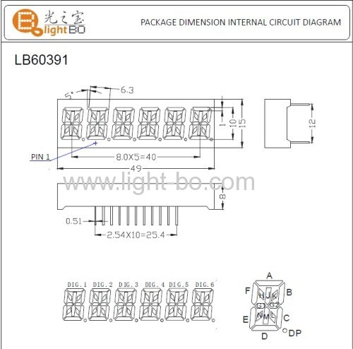 Custom Super Red 6 digit 14 segment led display 10mm common anode for Instrument Panel