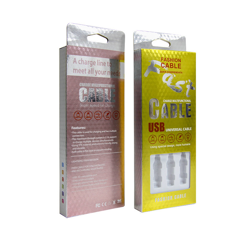 ISO9001 Recyclable USB Charging Cable Packaging Boxes With Hanger