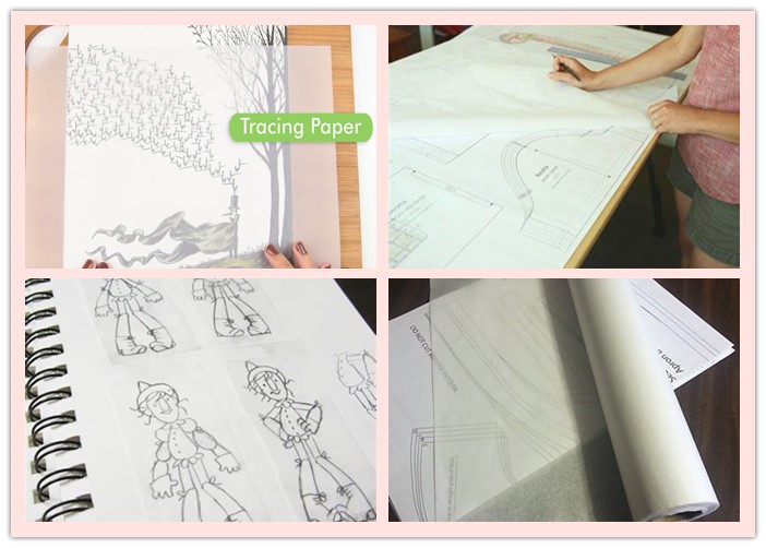 Lightweight White Semi - Transparent Tracing Paper Roll 50gsm - 90gsm