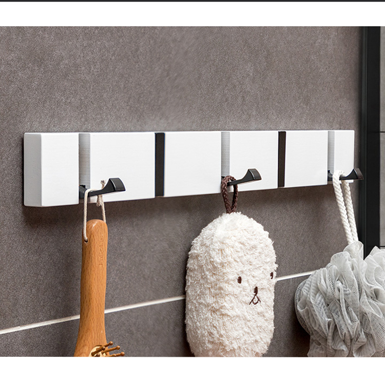 Convenient Storage Bamboo Wall Mounted Coat Rack With 5 Dual Rails Hooks For Entryway