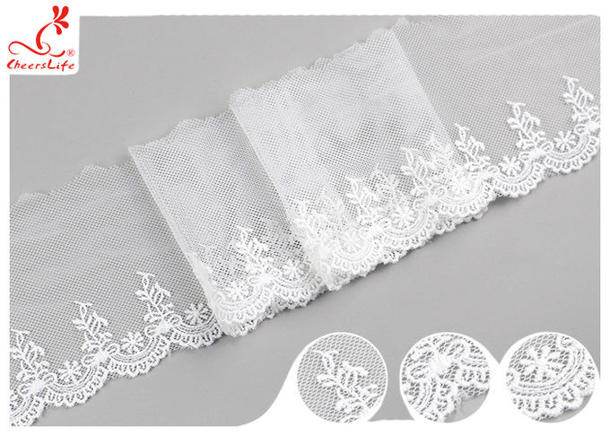 Sri Lanka Embroidery Floral Nylon Lace Trim With Cotton Material Customized