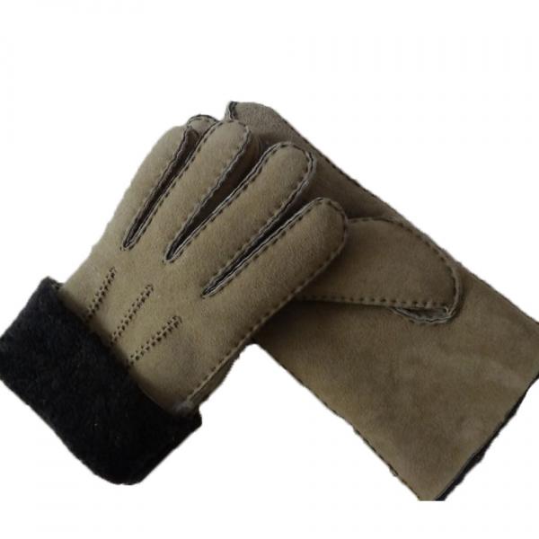 Quality Spanish Merino Sheepskin Double Face Leather Winter Gloves Hand Sewn Men Gloves for sale