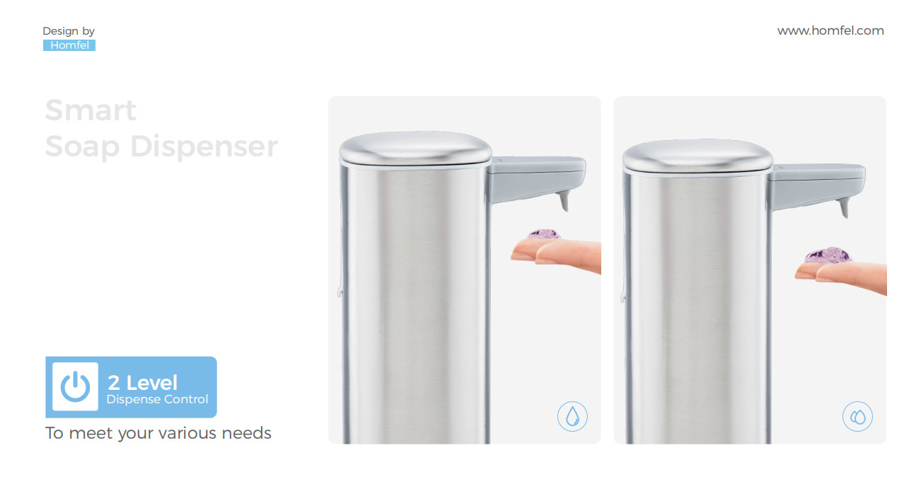 Touch-Free Rechargeable Sensor Liquid Soap Pump Dispenser , Polished Stainless Steel