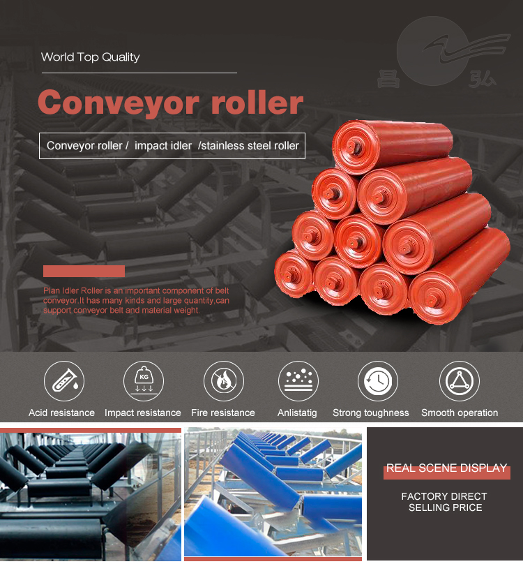 Diameter 133*530 return roller belt conveyor plastic conveyor rollers