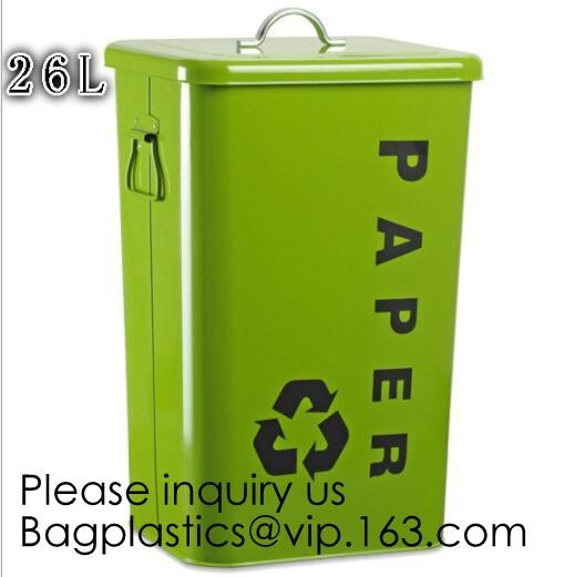 Zinc Plated Waste Bin with 25L 35L 45L 55L 65L 75L 100L, Tin Embossed Rubbish Bin Rome Living Room Bedroom Kitchen Toile