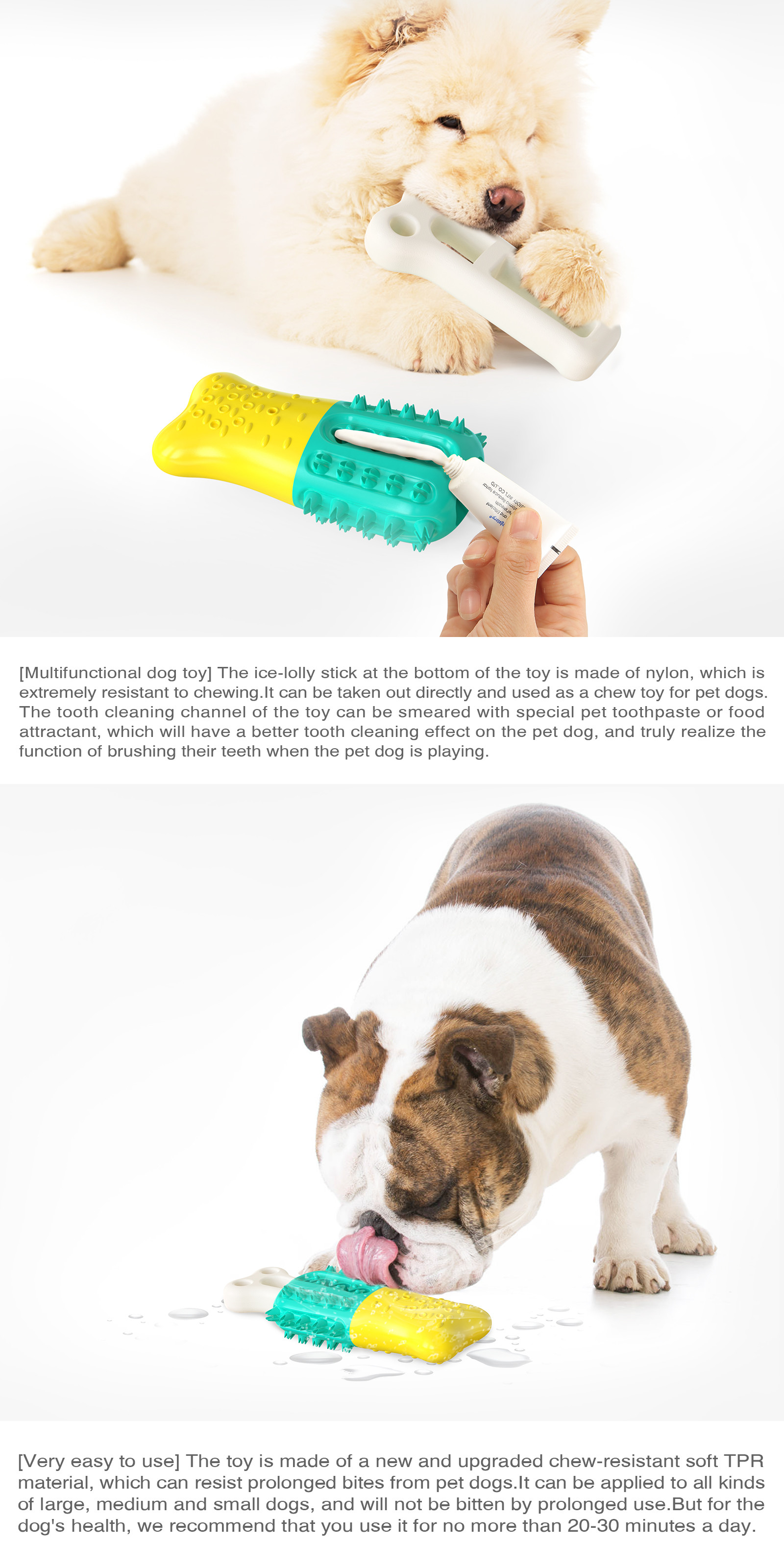 Multifunctional Interactive Pet Toys Popsicle Shaped Rubber Molar Stick 154g ODM