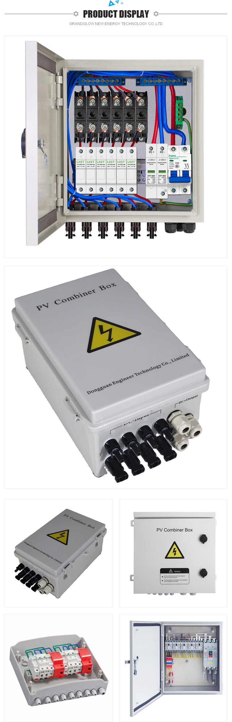 20 in 3out 1000vac Array 2 4 6 8 12 24 String Pv System Combiner Box For Panel with Waterproof Solar Connector